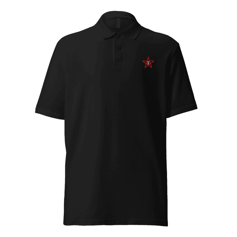 Black LVX Polo with a small red LVX emblem on the chest